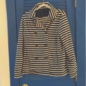 Lands End Fleece double breasted Pea coat jacket